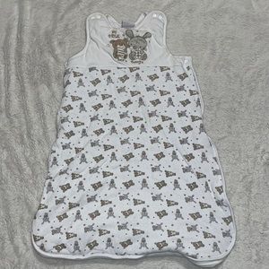 White & Brown Baby Sleep Sack with Animal Print